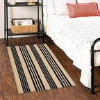Black and Khaki Striped Rugs 2.3'x3.6', Washable Hand Woven Front Door Rug, Reversible Outdoor Welcome Mat Foldable Layered Door Mats for Entryway Porch Decor Home Entrance