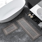 Antep Rugs Alfombras Modern Bordered 2pc Non-Skid (Non-Slip) Low Profile Pile Rubber Backing Indoor Kitchen Runner Rugs (Gray, 2pc Set)