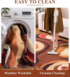 YIHOUSE Burnt Orange Rug 5x7 Washable,Farmhouse Brown Retro Carpets,Geometric Abstract Wavy Rug for Bedroom,Unique Colorful Rugs for Living Room,Dining Room,Alfombras para Salas