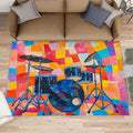 4x6 Drum Set Cafe Rug - Abstract Art Rugs for Bedroom Aesthetic, Pop Art Soft Comfortable Non-Slip for Offie Bedroom Study Boy Girl Room Hotel Dorm