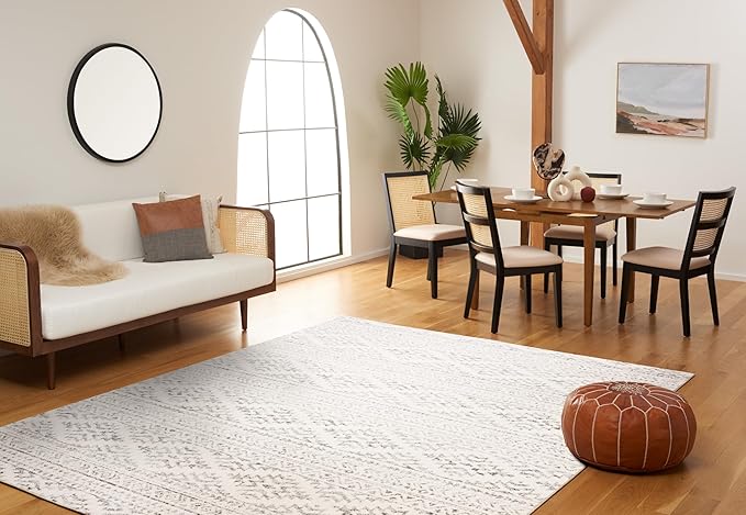 SAFAVIEH Area Rug 10x13 - Tulum Collection - Large - Ivory & Grey, Moroccan Boho Tribal Design, Non-Shedding & Easy to Clean, Ideal for Living Room, Bedroom, Dining Space (TUL272A)