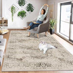 Washable Area Rugs for Living Room 5’x7’ Non Slip Low Pile Area Rugs for Bedroom Dining Foldable Vintage Carpets