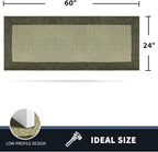 PURRUGS Dirt Trapping Door Mat 24" x 60", Non-Slip/Skid Machine Washable Entryway Rug, Shoes Scraper, Throw Rug, Super Absorbent Area Rug for Muddy Wet Shoes and Paws, Budding Green & Sage Green