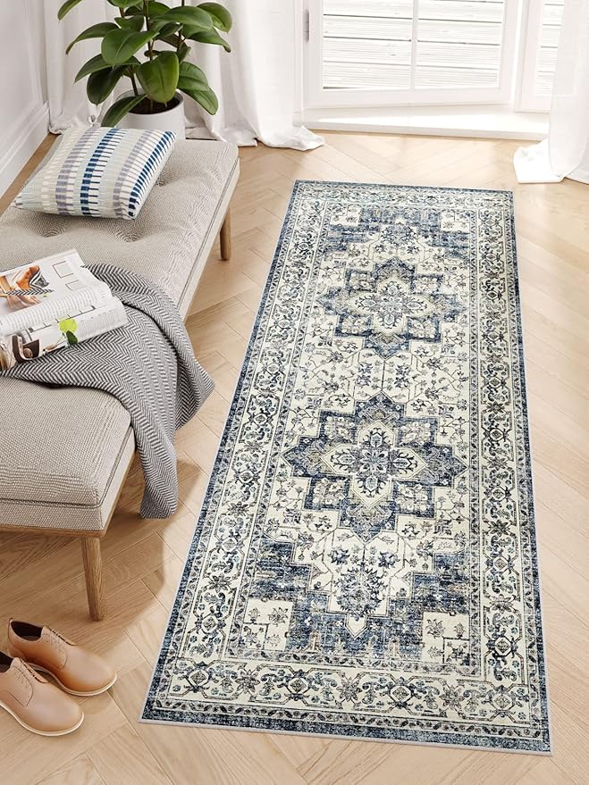 Dripex Tribal Washable Runner Rug-2x5 Non-Slip Non-Shedding Runners for Hallways Stain Resistant Kitchen Mat Laundry Entryway Carpet Runner for Doorway Entrance Bedroom Living Room Decor
