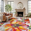 Rugshop Modern Bright Flowers Non-Slip (Non-Skid) Area Rug 8 x 10 (7' 10" x 10') Multi