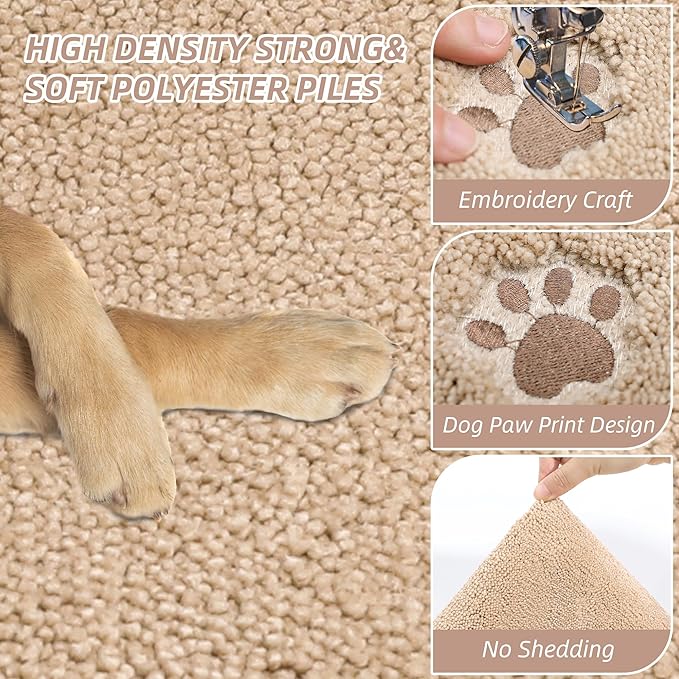 BEQHAUSE Dog Door Mat for Muddy Paws 32"x48" Dirt Trapper Absorbent Doormat Non Slip Entryway Rugs Washable Stain Resistant Welcome Floor Mat Soft Low-Profile for Front Back Door, Beige