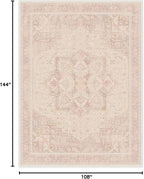 RUGGABLE Washable Area Rug – Kamran Soft Pink 9x12, Stain-Resistant, Non-Slip – Large Machine Washable Rugs for Living Room, Bedroom, Hallway, Entryway & Office–with Standard Pad
