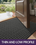 DEXI Front Entryway Door Mat Non Slip 36x60, Washable Entry Way Mats Inside Entrance Low Profile, Welcome Doormat Dirt Trapper for House Floor Home Porter Hall Backdoor Area, Dark Grey