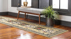 Unique Loom Taftan Collection Border Geometric Tribal Inspired Design Area Rug (3' 0 x 16' 5 Runner, Gold/ Gray)