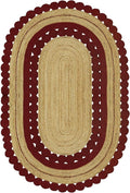 2.6x16 Flatweave Runner – Handmade Boho Oval Rug, 0.27" Thick, Solid Red Beige Flatweave, Hand Braided Jute Kilim Carpet for Hallway, Staircase, Entryway, Corridor