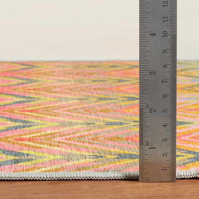 Dash & Albert Seneca Multi Machine Washable Rug, 5 X 8 Feet, Multi Graphic Pattern