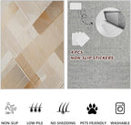 Minimalist Abstract Area Rug 8x10 Brown Boho, Modern Washable Stripe Art Rugs, Soft Non-Slip Low-Pile Carpet for Living Room, Bedroom, Kitchen, Dining Room, Pet Friendly, Non-Shedding, Beige