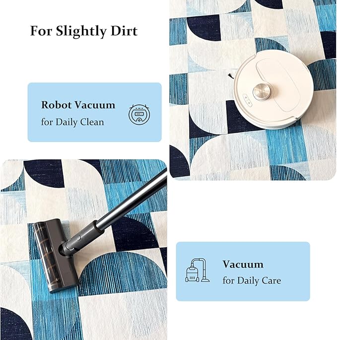 2x6 Runner Rug Washable, Modern Abstract Area Rugs for Hallways Kitchen Bathroom Bedroom Entryway, Non Slip Carpet Long Mat Indoor, Boho Soft Ultra-Thin Navy Blue