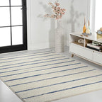 JONATHAN Y Williamsburg Minimalist Stripe Cream/Navy Indoor Area Rug, 4x6, Contemporary, Modern, Easy-Cleaning for Living Room, Bedroom, Kitchen, Pet Friendly, Non-Shedding (MOH201E-4)