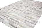 Cowhide Leather Rug for Living Room 9x12 Natural Leather Rug Silver Modern Stripes Style Floor Carpet for Home Decor | Superior Indoor Area Rug