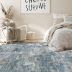 Nakagishi 6x9 Area Rugs Living Room: Washable Abstract Large Neutral Soft Rug Stain Resistant Modern Indoor Floor Non-Slip Carpet for Bedroom Nursery Kids Playroom Office Dining Room Dorm-Blue Brown