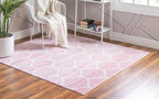 Rugs.com Lattice Frieze Collection Rug – 6' Square Light Pink Medium Rug Perfect for Living Rooms, Kitchens, Entryways