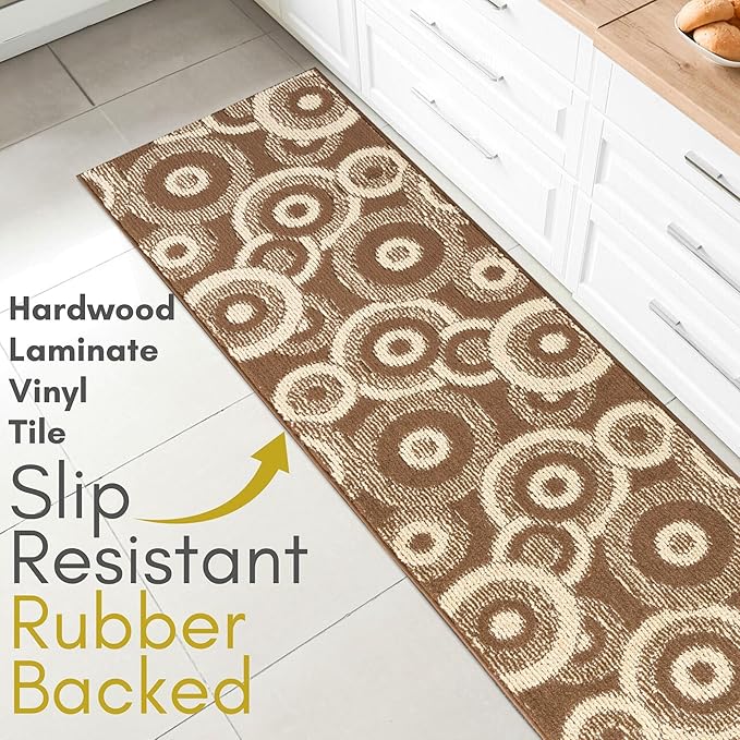 28 ft Extra Long Brown Hallway Runner Rug | Non-Slip & Machine Washable | Custom Cut to Size 2'3" x 28' (Runner) | REMNAZ