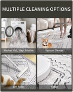 ILANGO Moroccan Runner Rugs for Hallway 2.5'x6' Machine Washable Area Rugs with Rubber Backing Modern Rugs Non Slip Carpet for Kitchen Indoor Floor Dedroom Farmhouse Dining Room, Foldable