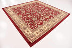 Unique Loom Sialk Hill Collection Area Rug - Washington (7' 10" Square Burgundy/Cream)