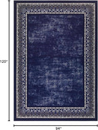 Antep Rugs Alfombras Bordered Modern 8x10 Non-Slip (Non-Skid) Low Pile Rubber Backing Indoor Area Rug (Navy, 7'10" x 10')