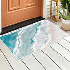 Beach Pattern Small Rug 2x3ft Runner Rug Non Slip Washable Kitchen Runner Rug with Rubber Backing，Low-Pile Soft Indoor Door mats Washable Runner Rugs for Hallway Entryway Kitchen Bedroom