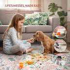 Lahome Boho Pink and White Area Rugs 9x12 Living Room, Washable Floral Large Area Rugs for Bedroom Kids Playroom, Soft Non-Slip Thin Carpet for Nursery Home Decor, Blush