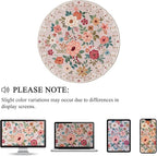DUKINO Floral Round Rug, 6ft Washable Circle Rug, Non Slip Indoor Low Pile Circle Rug, Soft Small Boho Design Carpet for Bedroom, Entryway, Living Room, Dining Room, Beige