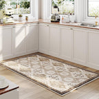 EnHomee Area Rugs 3x5, Soft Washable Rugs for Living Room Bedroom, Boho Non Slip Low Pile Stain Resistant Washable Rug Large Carpet for Dining Room,Easy to Clean Living Room Rug, Khaki