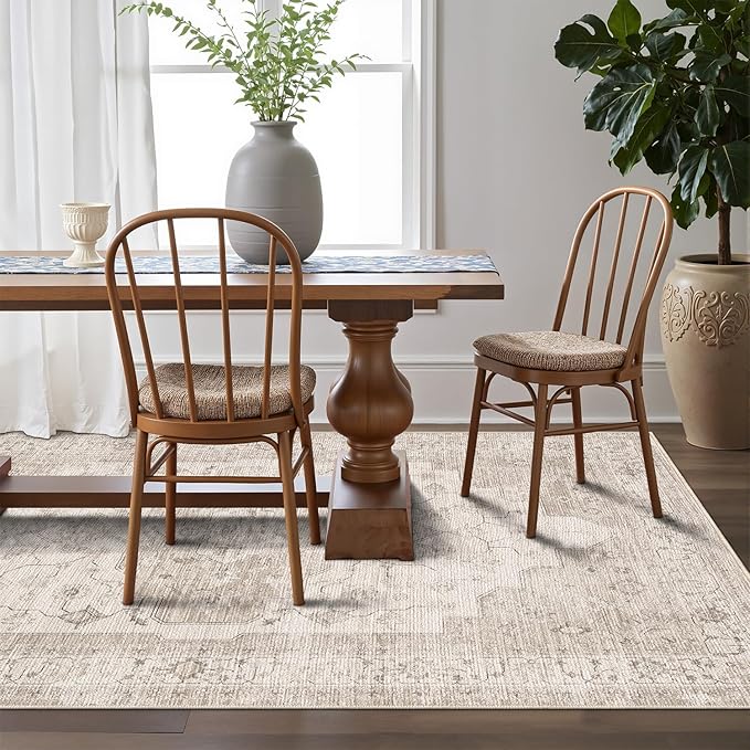 LUMI Washable Area Rug for Living Room, 10x14 Ultra Soft Traditional Rugs Non Slip with Rubber Backing, Low Profile, High Traffic, Stain Resistant Carpets, Ideal for Bedroom, Dining Room, Indoor