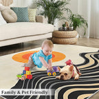 Boho Sun Area Rugs 3x5ft, Watercolor Mountain Boys Rugs for Bedroom, Abstraction Deco Kids Room Rug Soft Fuzzy Washable for Living Room Game Room Coffee Table
