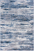 Abstract Rug for Kitchen Set of 2, 2x3 and 2x6 Navy Blue Gray Neutral Multi Modern Super Soft Small Area Rug, Washable Non-Slip Entryway Rugs, Low-Pile Mat for Bedside, Indoor Door Mat
