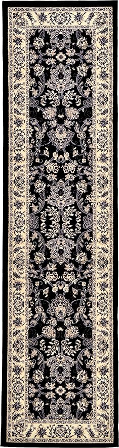 Unique Loom Sialk Hill Collection Area Rug - Washington (2' 7" x 10' Runner Black/Gray)