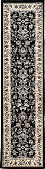 Unique Loom Sialk Hill Collection Area Rug - Washington (2' 7" x 10' Runner Black/Gray)