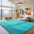 Teal Blue Rug Fluffy Rug, 10x14 Teal Area Rugs for Living Room, Soft Cute Baby Play Mat, Teal Rugs for Bedroom, Nursery, Preppy Dorm, Plush Aesthetic