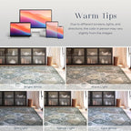 Phantoscope Washable Area Rug 5'x7' Non-Slip, Vintage Boho Rugs for Living Room, Bedroom, Dining Room, Distressed Moroccan Mosaic Diamond Pattern, Low-Pile Foldable Floor Carpet, Grey Charcoal