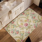 Chic Vintage Rose Rug for Living Room 3x5, Low Pile Non-Slip Backing, Machine Washable Easy Fold Rug for Home, Office, Dorm Room