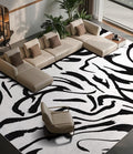 YIHOUSE Modern Area Rugs for Living Room, 8x10 Washable Black and White Rug, Thin Abstract Geometric Striped Rug, Area Rug for Bedroom,Kitchen,Dining Room,Office