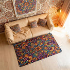 Vintage Mandala Large Area Rug 5x7 Bohemian Style Watercolor Flowers Living Room Rug | Boho Floral Rugs for Bedroom, Victorian Decor Antique Damask Carpet Indoor Floor Mat