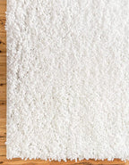 Unique Loom Davos Shag Collection Area Rug - Solid (2' 7" x 13' 1" Runner, White/ Ivory)
