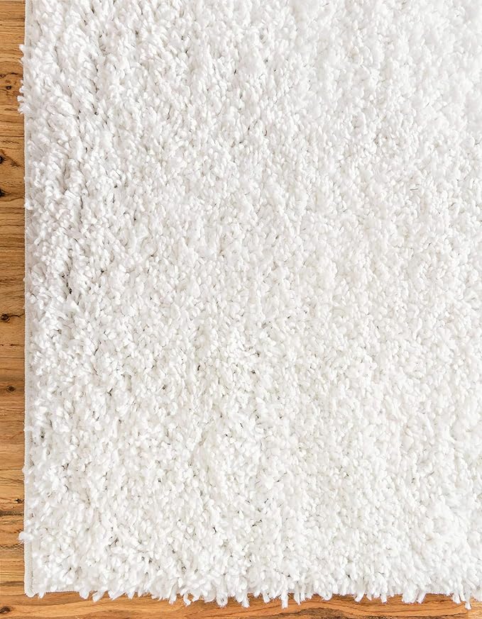 Unique Loom Davos Shag Collection Area Rug - Solid (2' 2" x 6' 7" Runner, White/ Ivory)