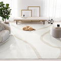 Abani Nomad Cream & Beige Area Rug 9' x 12' for Living Room, Bedroom - Chic Abstract Pattern - Durable & Easy to Clean