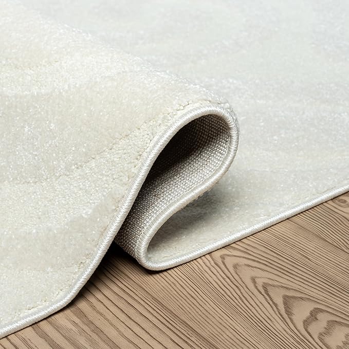 Abani Cozy Cream Area Rug for Living Room, Bedroom - Swirl Waves Pattern - 4' x 6' - Durable & Easy to Clean