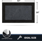 PURRUGS Dirt Trapping Door Mat 20" x 32", Non-Slip/Skid Machine Washable Entryway Rug, Shoes Scraper, Throw Rug, Super Absorbent Area Rug for Muddy Wet Shoes and Paws, Bluish Grey & Charcoal