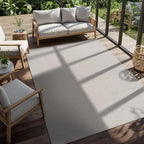 CAMILSON Easy Jute Rug 8x10, Indoor Outdoor Off-White Farmhouse Area Rugs for Living Room Patio and Kitchen Rug, Solid Woven Design, Easy-Cleaning, Non Slip Washable Outside Carpet Alfombras (8 x 10)