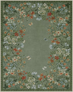 Wonnitar Washable 8x10 Living Room Area Rug, Large Green Floral Rugs for Bedroom, Non-Slip Soft Botanical Area Rug Throw Carpet for Dining Guest Room Playroom (Green,8'x10')