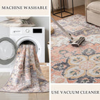 VK VK·LIVING Machine Washable Rug 6'x9' Vintage Design Washable Area Rugs with Non Slip Rugs for Living Room Bedroom Traditional Woven Carpet Stain Resistant, Dining Office Boho Rug (Mistyrose)
