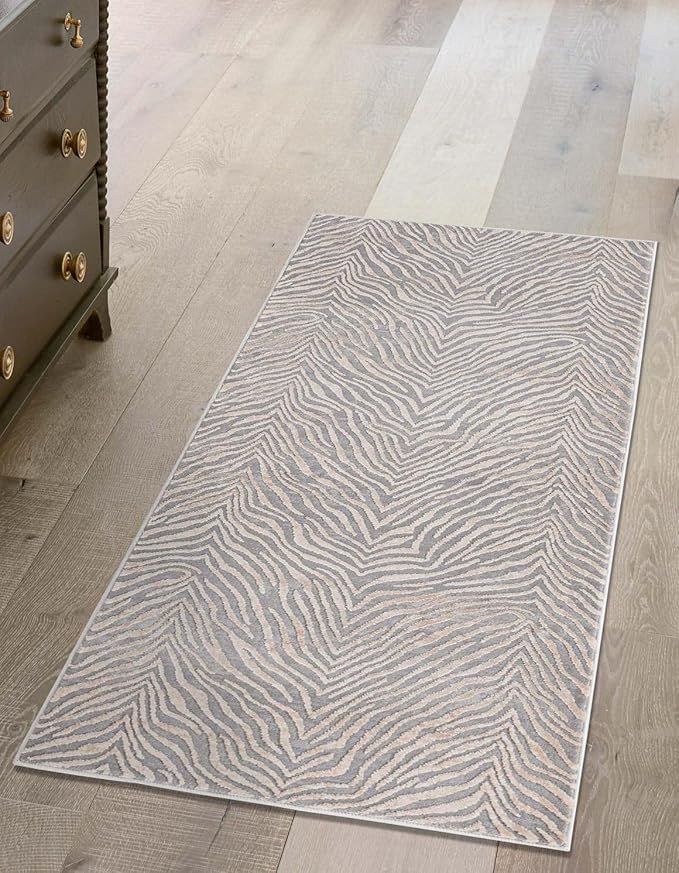 Unique Loom Finsbury Collection Area Rug - Meghan (2' x 9' 10" Runner, Gray and Ivory)