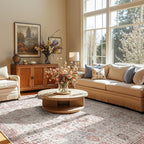 jinchan Kalen Area Rug 9x12 Washable Living Room Rug Vintage Indoor Large Floor Cover Retro Accent Mat Distressed Floral Country Boho Non Slip Thin Carpet for Bedroom Dining Room Office Red Multi