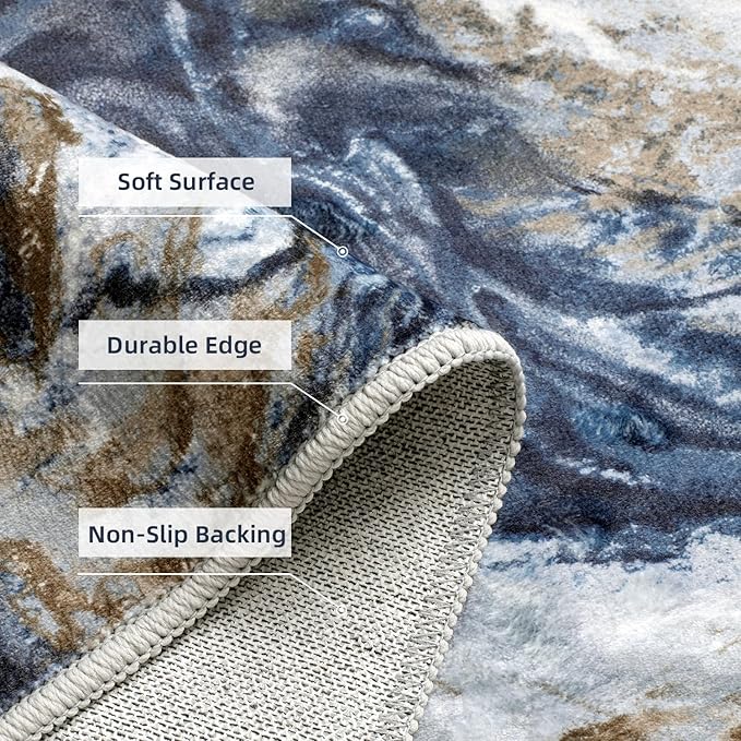 2x10 Runner Rug for Hallways Kitchen Modern Abstract Washable Rug Soft Non Slip Carpet for Laundry Entryway Bedroom Bathroom
